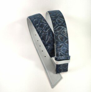 Ceinture reversible femme Bleu ciel / Imprimé "lézard" bleu